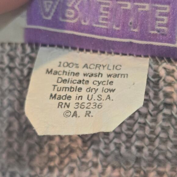 Vintage 80's Gray Pastel Goose Duck Hearts Flowers Crewneck Sweater Women's M/L - Picture 8 of 8